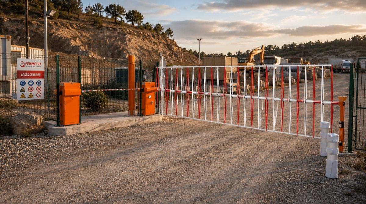 Barrière automatique levante fermant un accès véhicules