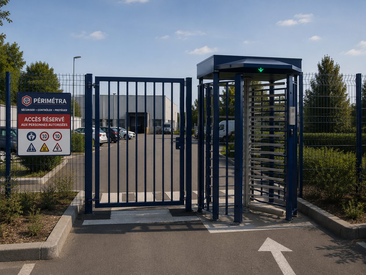 Accès réservé sécurisé par tourniquet et portail Perimetra